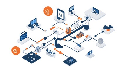 A digital transformation roadmap showcasing key milestones and objectives, emphasizing the integration of technology into traditional business models