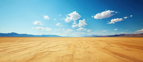 Fototapeta premium Expansive Desert Landscape Under a Clear Blue Sky