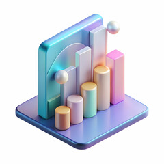 Soft abstract background with floating bar graphs concept as A medium shot of a soft abstract background with floating holographic bar graphs. The image conveys data analysis and financial planning su