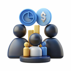 Business Meeting Silhouette Over Bokeh Background with Financial Symbols for Corporate Marketing and Collaboration