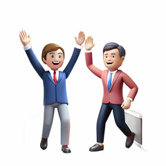 Candid Shot of Business Team Celebrating Success with Smiles and High Fives in Office Hallway - Exciting Camaraderie Captured on White Background for Photo Stock