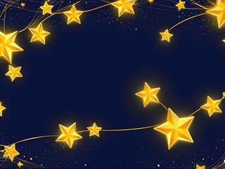 Obraz premium abstract glowing Wireframe gold stars and balls, low poly style illustration on a blue background