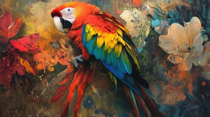 Vibrant Macaw on a Colorful Canvas