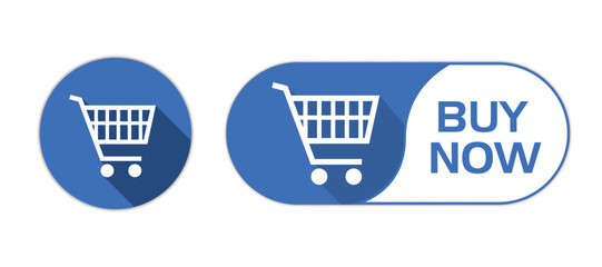 Two blue icons: a round shopping cart and an eclipse-shaped 