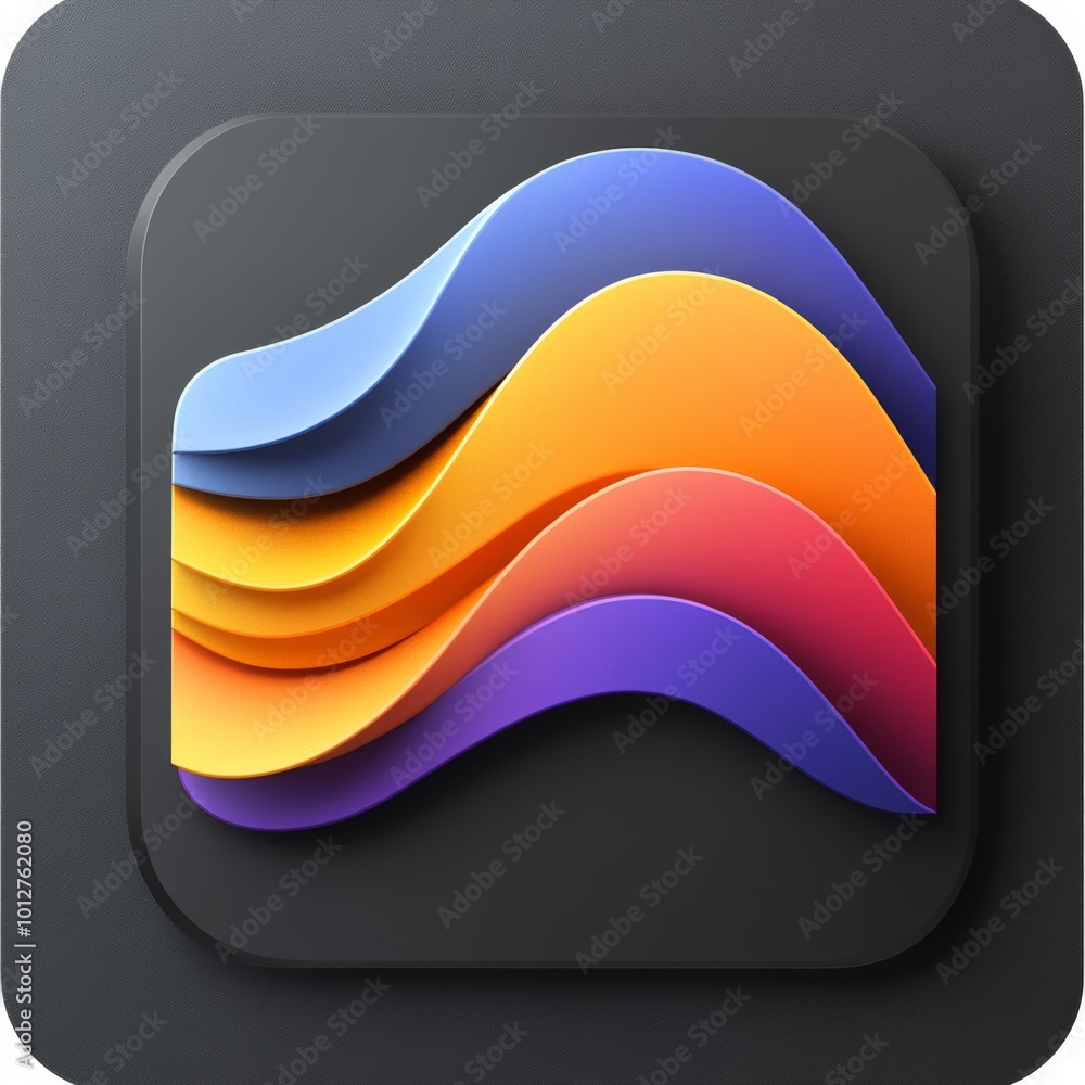 Poster abstract colorful waves in square design minimalist modern app icon
