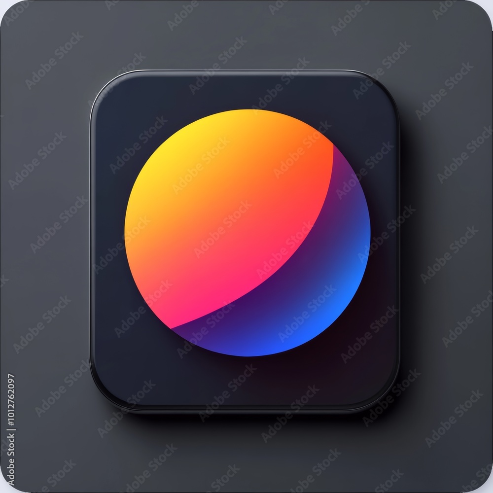 Poster abstract gradient circle app icon design on black background