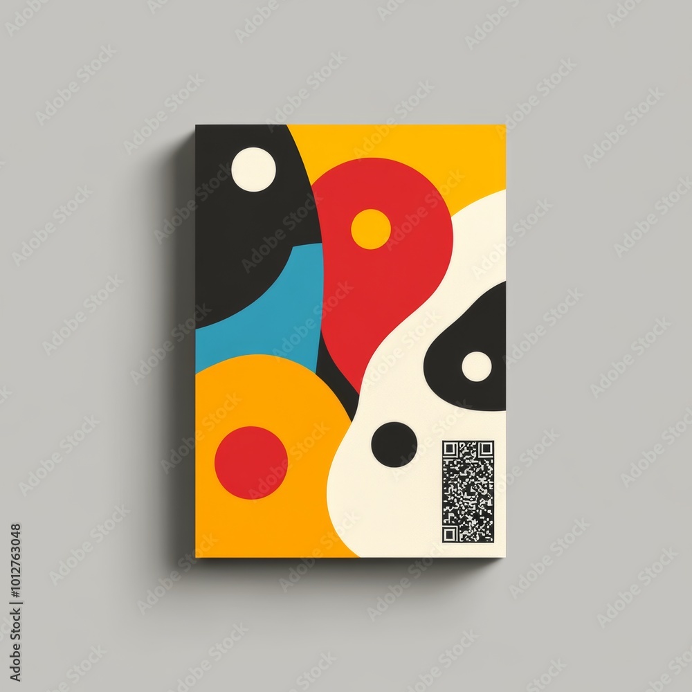 Poster abstract geometric shapes design with qr code colorful modern artwork