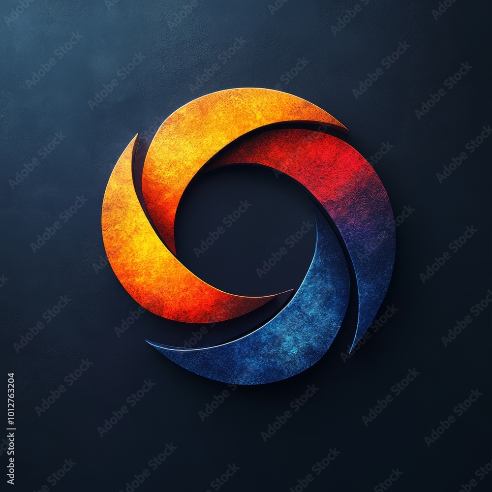 Poster Abstract Circular Logo Design with Metallic Texture and Gradient Colors