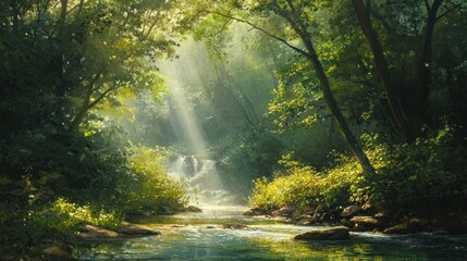 Sunbeams Through Trees