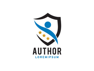 Author and Shield logo symbol or icon template