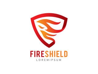 Fire and Shield logo symbol or icon template