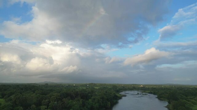 dehrja river evening drone view in palghar in maharashtra in india