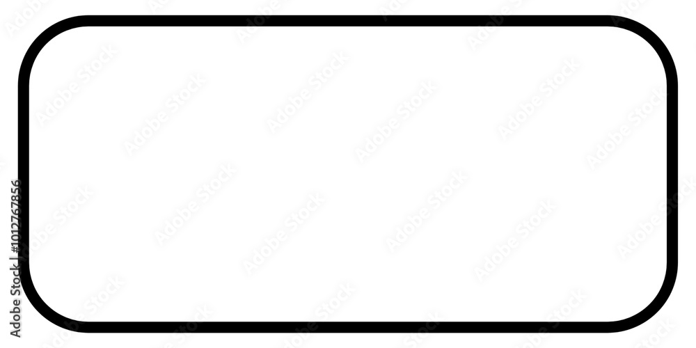 Wall mural rectangle shape with rounded corners. rectangular thin frame isolated on transparent background