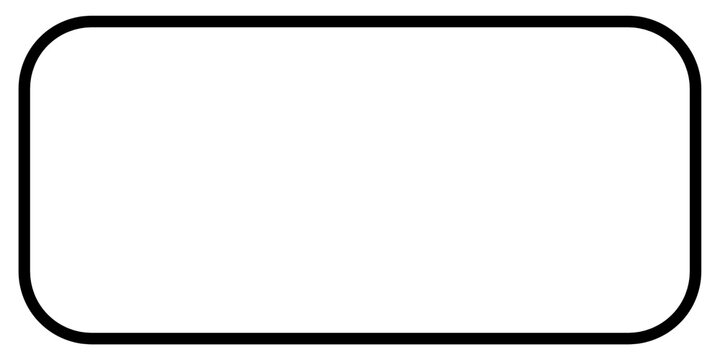 Rectangle shape with rounded corners. Rectangular thin frame isolated on transparent background