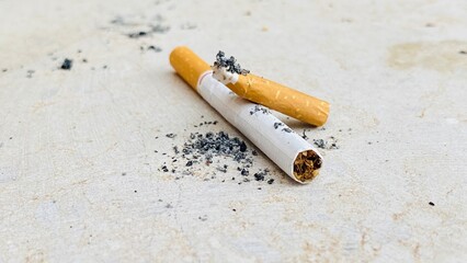 Cigarette Isolated On white Background. Avoid From Drug Addiction