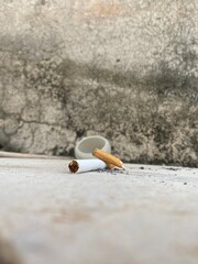 Cigarette Isolated On white Background. Avoid From Drug Addiction