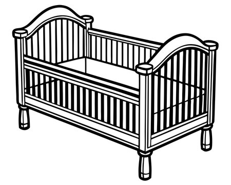 recommend clip art: Newborn Baby Toddler Bed Line Art Vector Illustration
