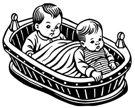 recommend clip art: Newborn Baby Toddler Bed Line Art Vector Illustration