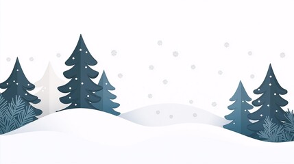 Fototapeta premium Winter Landscape with Snowy Trees and Soft Hills