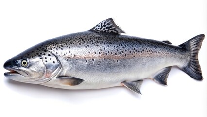Obraz premium Fresh salmon fish isolated on white background macro
