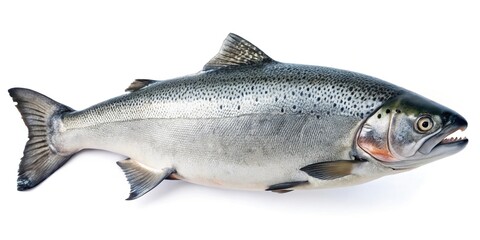 Fresh salmon fish displayed in forced perspective