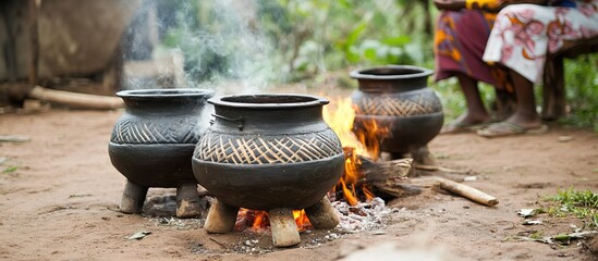 Traditional African Cooking: Clay Pots on a Fire
