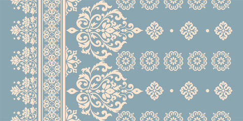 Abstract Traditional Scribble Style Hand Drawn Ikat Seamless Vector Pattern Trendy Fashion Colors Perfect for Allover Fabric Print or Wall Paper Damask Ethnic Concept Bright Orange White Tones