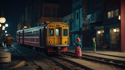 Fototapeta premium A charming cartoon character making colorful decorations for a holiday party