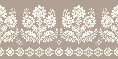 Abstract Paisley Traditional Scribble Style Hand Drawn Ikat Seamless Vector Pattern Trendy Fashion Colors Perfect for Allover Fabric Print or Wall Paper Damask Ethnic Concept Bright Orange White Tones