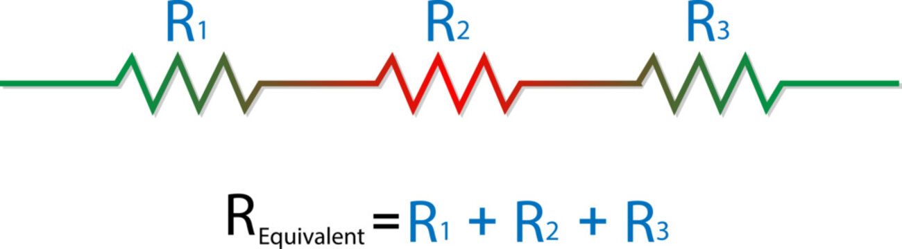 Three resistors in series and parallel connected in series formula and diagram.