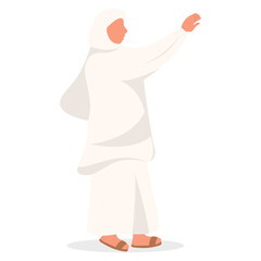 Islamic Hajj Pilgrims Illustration in Flat Cartoon Design and Shape. Vector Character