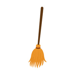 Halloween magic broomstick isolated on white background.