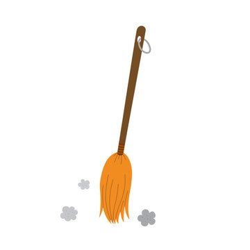 recommend clip art: Halloween magic broomstick isolated on white background.
