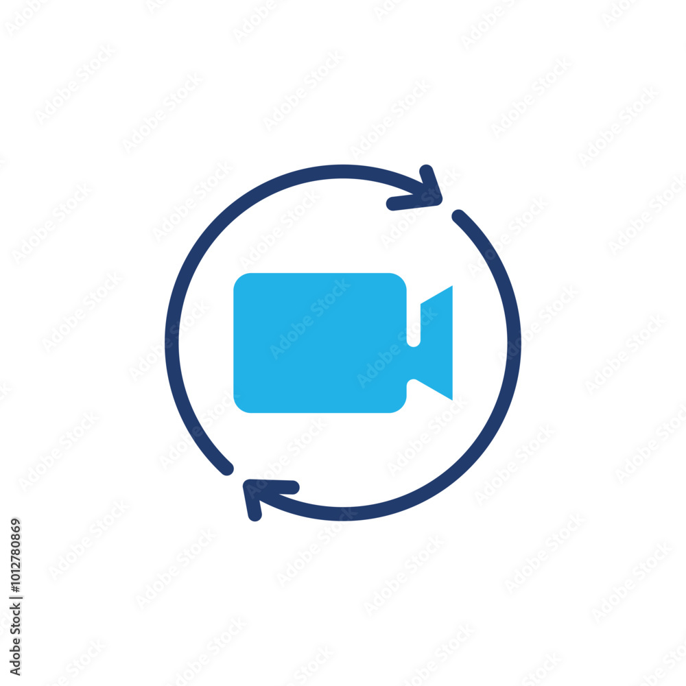 Poster camera rotation colored icon vector design good for web or mobile app