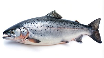 Fresh whole salmon fish isolated on white background