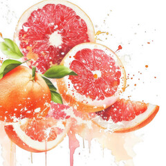 Tropical Citrus Burst with Grapefruit Splash and Colorful Juice On Transparent Background