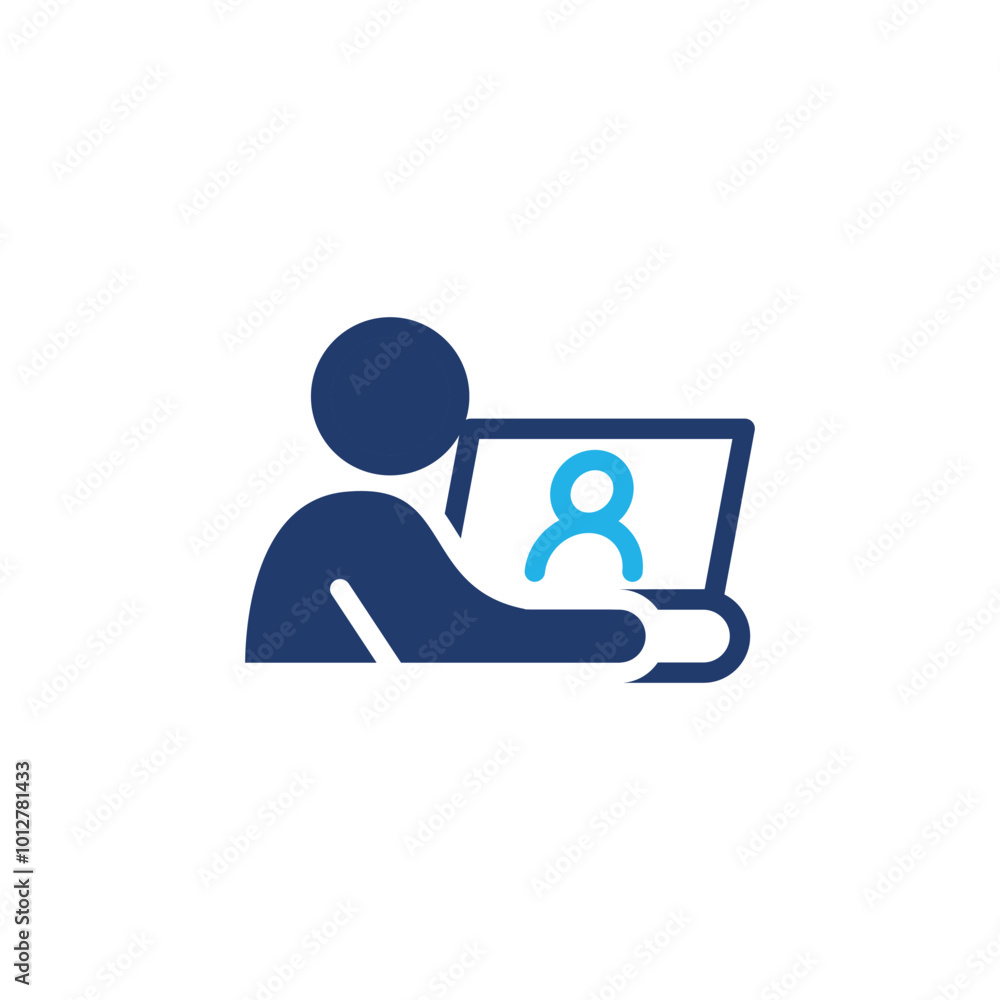 Poster people use video call colored icon vector design good for web or mobile app