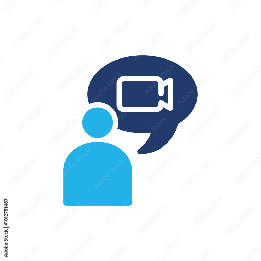 Poster video chating colored icon vector design good for web or mobile app