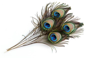 Obraz premium Peacock feathers on white background