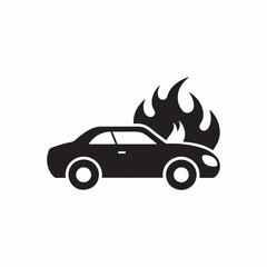 Car On Fire Vector Art, Icons, logo, Car Silhouette Flame Stock Illustrations.