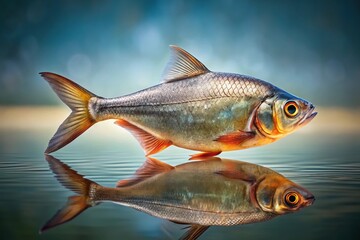 Naklejka premium Freshly cooked Argyrosomus regius fish course served in a tasty crazy water