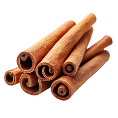 Cinnamon stick closeup isolated on transparent background