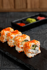 Uramaki sushi. Perfect for recipe, article, catalogue, or any commercial purposes.