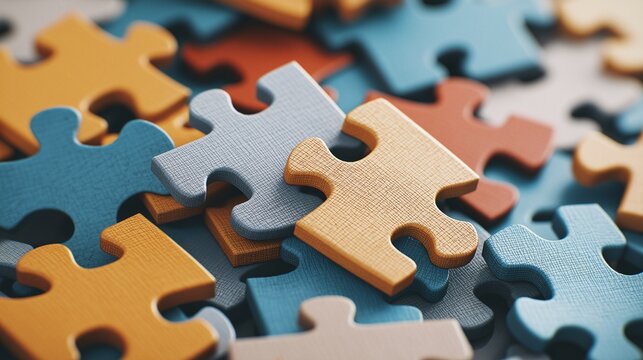 Colorful Puzzle Pieces on a Surface