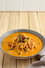 Mie Gomak Kuah Medan. Gomak noodle. Perfect for recipe, article, catalogue, or any commercial purposes.