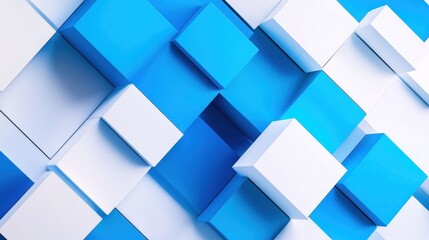 Abstract Blue and White Cubes