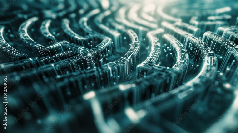 Poster abstract representation of interconnected circuitry or data pathways.