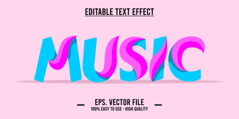 typography MUSIC word art illustration, editable text effect, eps file format	