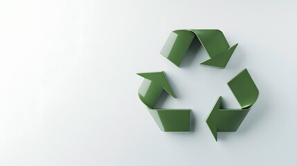 Green Recycle Symbol on White Background. 3D illustrations for articles, presentations, and more.