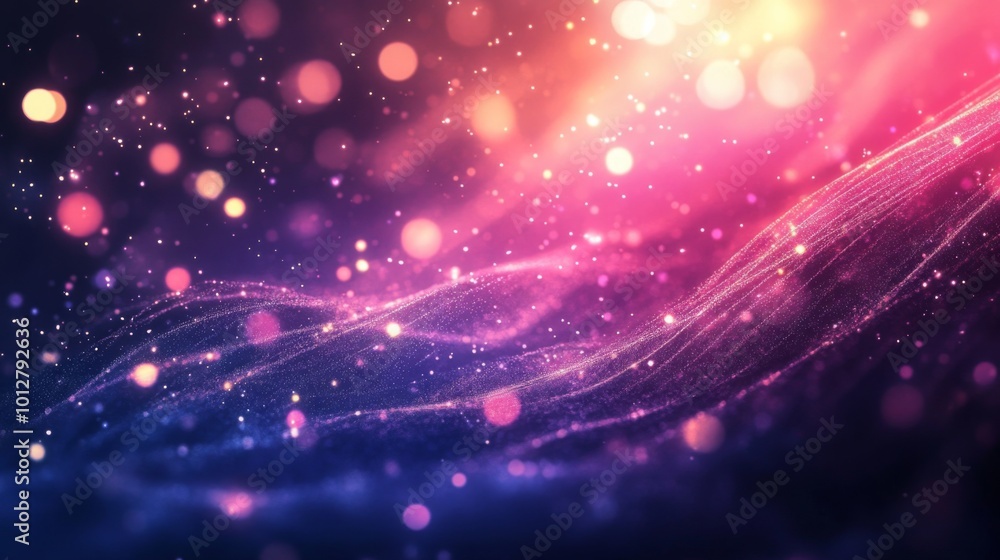 Poster A vibrant, swirling backdrop of colorful lights and particles, creating a mesmerizing abstract scene filled with energy and depth.